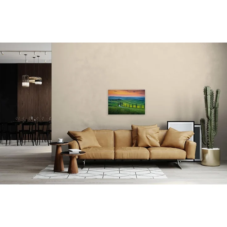 Leinwandbild Landschaft Toskana Grün Orange 90x60 DD120312 Keilrahmen Wandbild – Bild 1