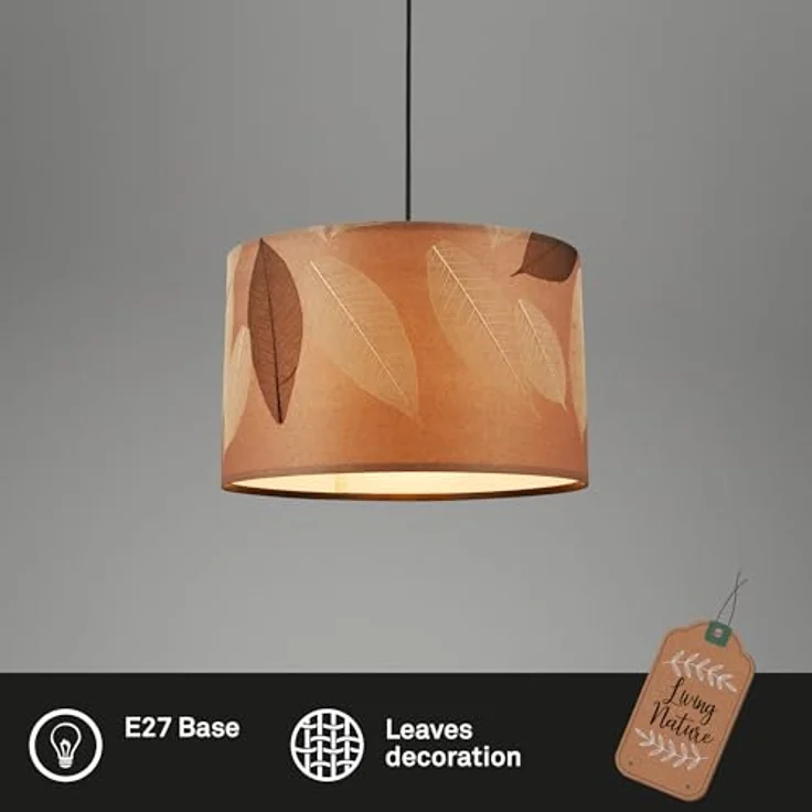 Briloner Pendelleuchte Swing Nature, 1-flammig mit E27 Fassung, Kaffee, Blätterdekor, Ø 35 cm – Bild 2