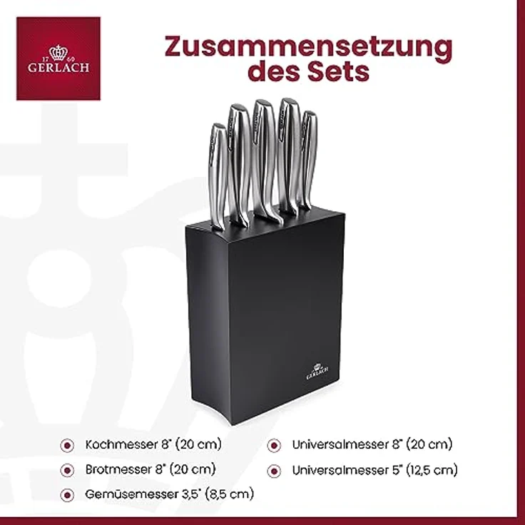 GERLACH Messerset im Block 5-tlg. MODERN schwarz – Bild 5