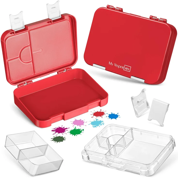 My Vesperbox® Brotdose für Kinder mit Fächern [LEN] - Lunchbox mit Trennfächern - Bento Box - Jausenbox - Brotzeitbox für Schule & Kindergarten - Vesperdose für Jungen & Mädchen