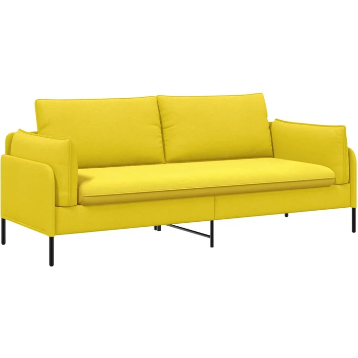 vidaXL 3-Sitzer-Sofa Helles Gelb 222 x 81 x 89 cm Stoff 42048638 – Bild 2