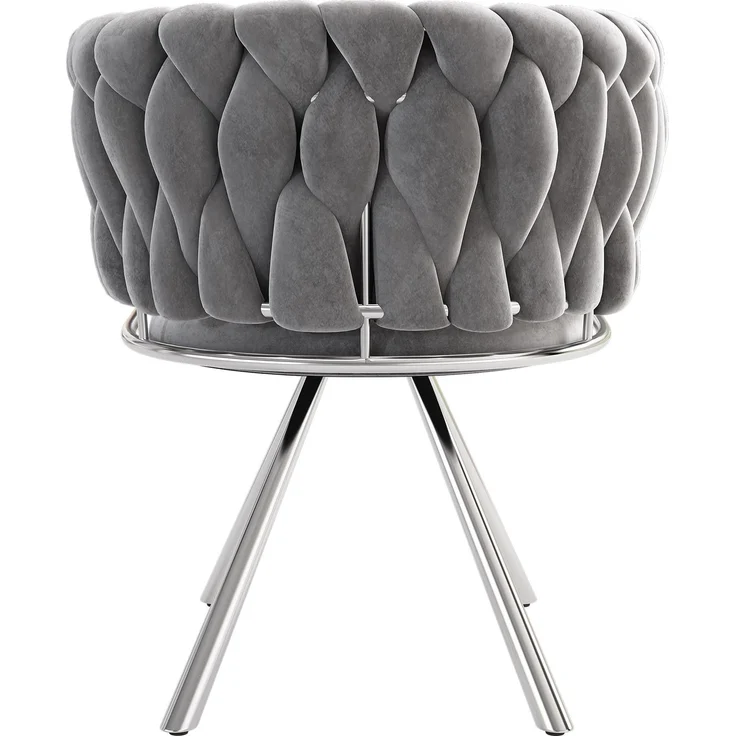 Merax Samt-Esszimmerstuhl, 6er set, Schlafzimmer-Drehstuhl, 360° drehbar Freizeit-Drehstuhl mit vier Stützbeinen aus Metall, Grau+Silber – Bild 8