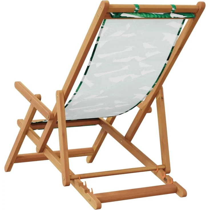 vidaXL Strandstuhl Klappbar Blattmuster Massivholz Eukalyptus Stoff 366562 – Bild 5