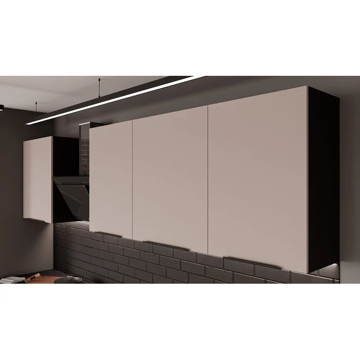 Küche ARONA BASIC 280 cm Küchenzeile Küchenblock Einbauküche Kaschmir beige matt + Schwarz matt – Bild 4