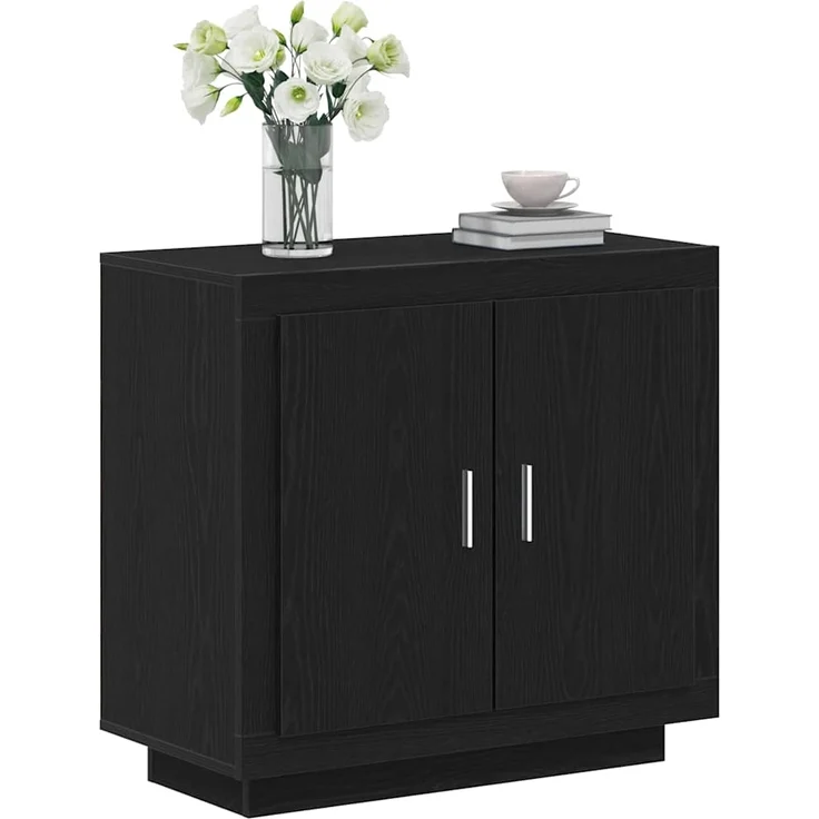 vidaXL Sideboard Schwarz Eichen-Optik 80 x 40 x 75 cm Holzwerkstoff 862749 – Bild 2