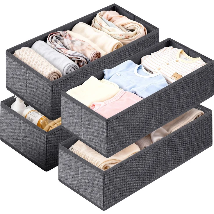 Sekey Schubladen Organizer aus Vliesstoff Faltbare Aufbewahrungsbox für Schrank und Kleiderschrank 22 x 51 x 11 cm 4 Stück – Bild 1