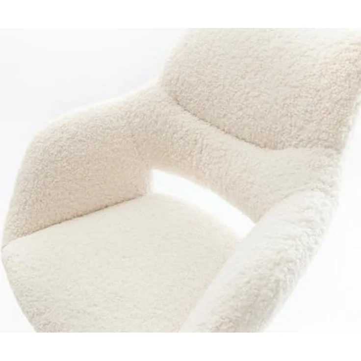 Barstuhl Yago-Flex Teddystoff Beige Drehfuß höhenverstellbar Edelstahl Silberfarben Taschenfederkern – Bild 5