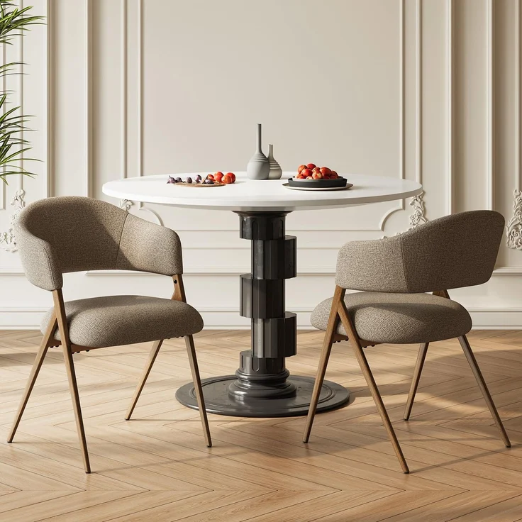 MALOL 2er Set Esszimmerstühle, Mid-Century Modern Stil, mit Eisenbeinen, offener Rückenlehne und gepolstertem Sitz, für Wohnzimmer, Schlafzimmer, Restaurant, Café, Taupe