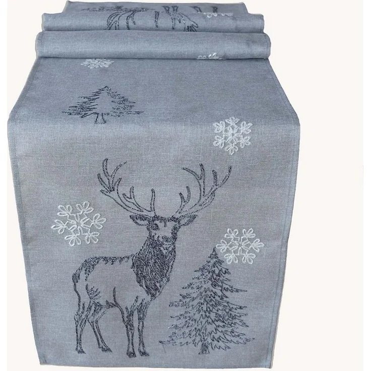 texpot Tischdecke Tischwäsche Stickerei Elch Winter Weihnachten (1-tlg) – Bild 2