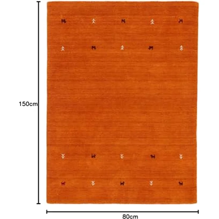 carpetfine 'Gabbeh Uni' Wollteppich, reine Wolle, Orange, 80 x 150 cm – Bild 3