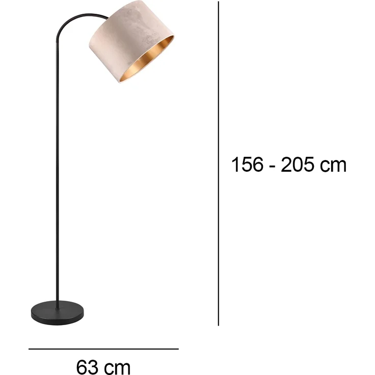 Bogenleuchte JULIETA mit Samt Lampenschirm Beige Gold, Höhe 156cm – Bild 4