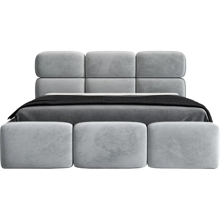 Polsterbett MAROKO 90x200 ohne Matratze mit Bettkasten und Lattenrost. Farbe: Silber 15 – Bild 4