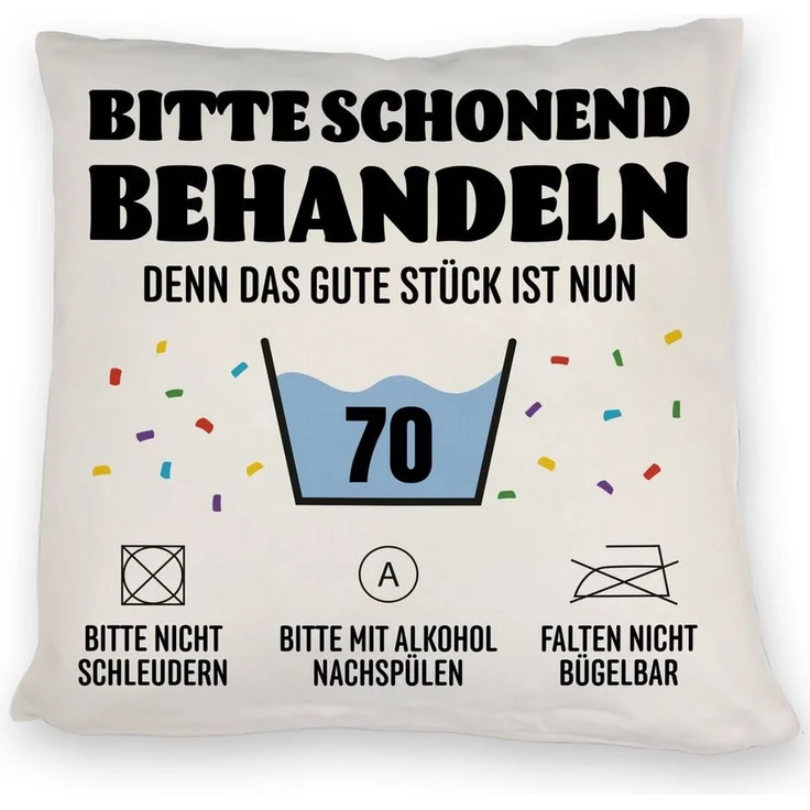 speecheese Dekokissen Bitte schonend behandeln - 70. Geburtstag Kissen – Bild 3