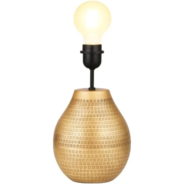 Marrakesch Orient & Mediterran Interior Nachttischlampe Tischlampenfuß Cameo Gold 20cm - orientalischer Lampensockel Metall, Handarbeit