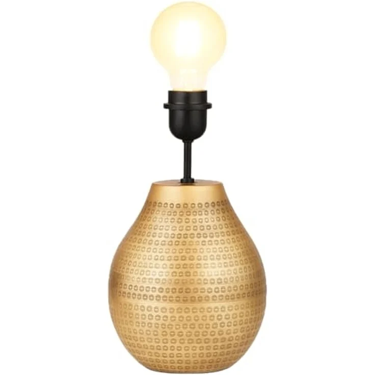 Marrakesch Orient & Mediterran Interior Nachttischlampe Tischlampenfuß Cameo Gold 20cm - orientalischer Lampensockel Metall, Handarbeit – Bild 1