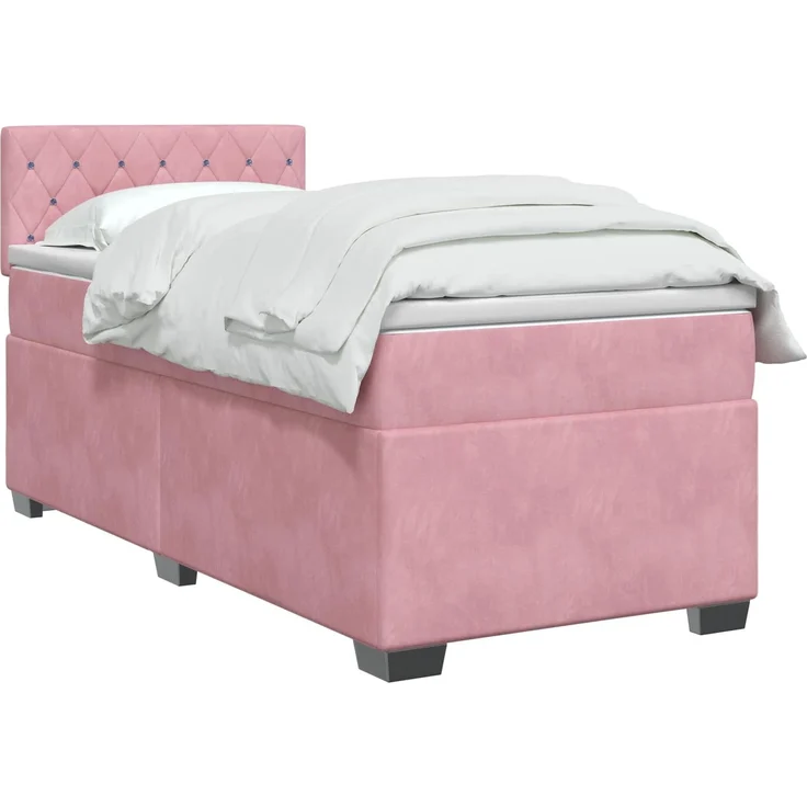 vidaXL Boxspringbett mit Matratze mit Kopfteil Rosa 80 x 200 cm Samt 3450601 – Bild 3