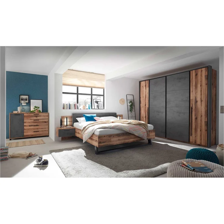 Kleiderschrank Sarnthein / Sarnia, Holzwerkstoff, Schwarz, Holzfarben, 312 x 226 x 60 cm – Bild 4