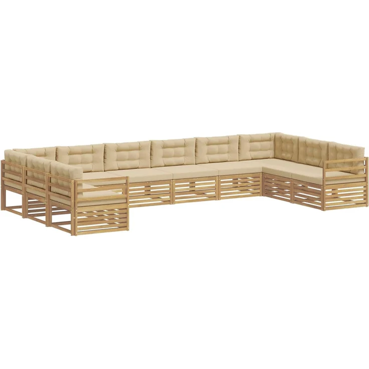 vidaXL Sofagarnituren 10 stk. 10-Sitzer Weiß und Beige Polyester 3391218 – Bild 2
