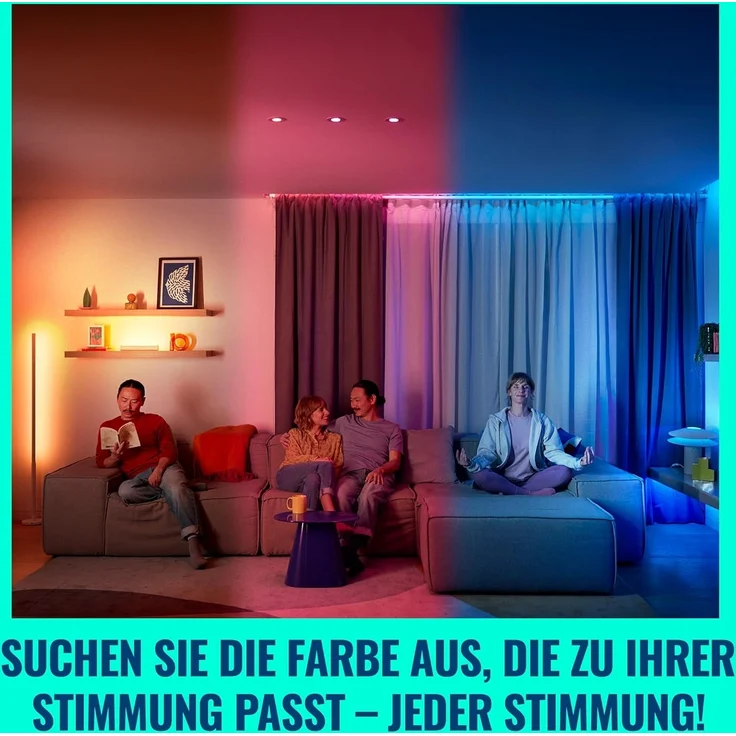 Wiz Smart LED A60-Lampe, Color und Tunable White, E27-Sockel, äquivalent 60 W, 2200–6500 K, 806 Lumen, dimmbar, funktioniert mit Alexa, Google Assistant, und Apple Home, 2er Pack – Bild 3