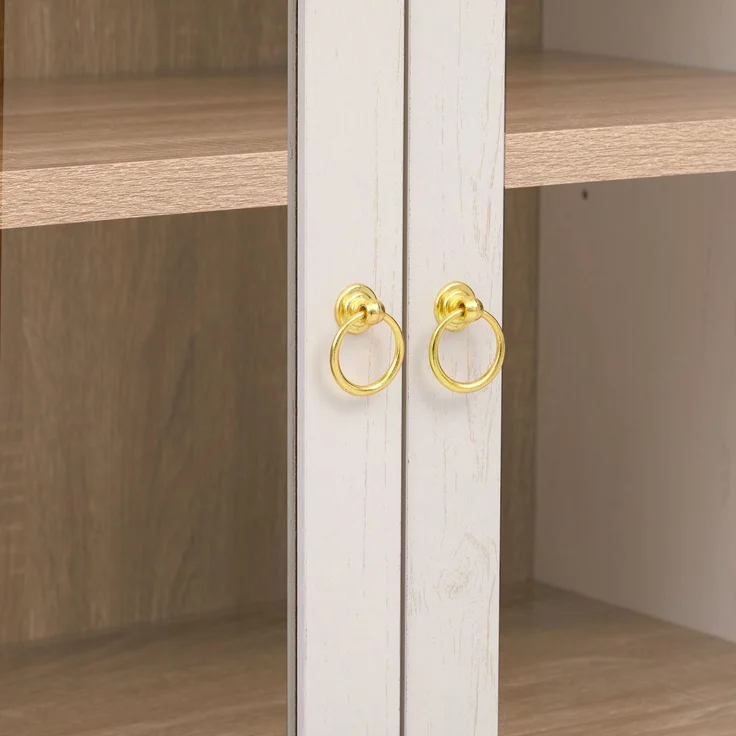 ZUBALIYA Highboard mit verstellbaren Regalböden und Schubladen / Küchenschrank mit transparentem Glas und großem Stauraum, mit ideal für Esszimmer und wohnzimmer und Küche (Weiß) – Bild 17