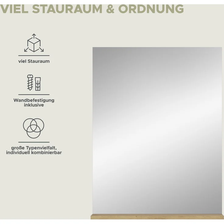 Xonox Scout Spiegel (B/H/T: 60x79x18 cm) in Salbei und Artisan Eiche Nachbildung – Bild 8