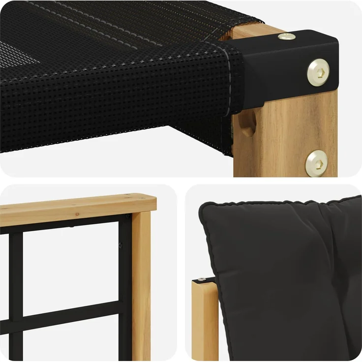 vidaXL Outdoor-Sofagarnitur Massives Akazienholz und Textilene Weiß 3439070 – Bild 8