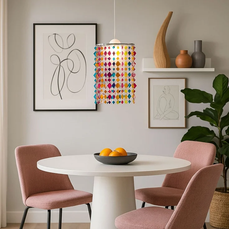 RGB LED Hängeleuchte, Kristalle bunt , App-/Sprachsteuerung – Bild 7