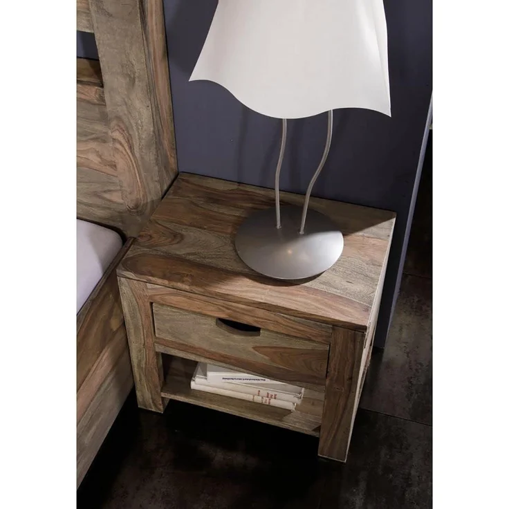 Nachttisch Sheesham 50x35x45 grau geölt NATURE GREY #91 – Bild 2