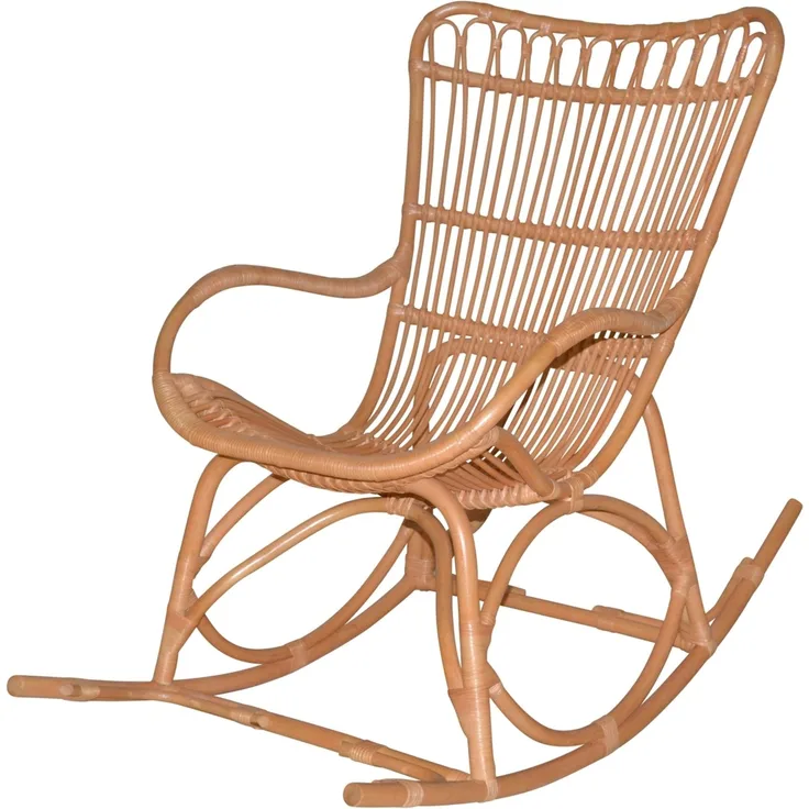 Schaukelstuhl "Chris" aus Rattan, handgeflochten, honigfarben
