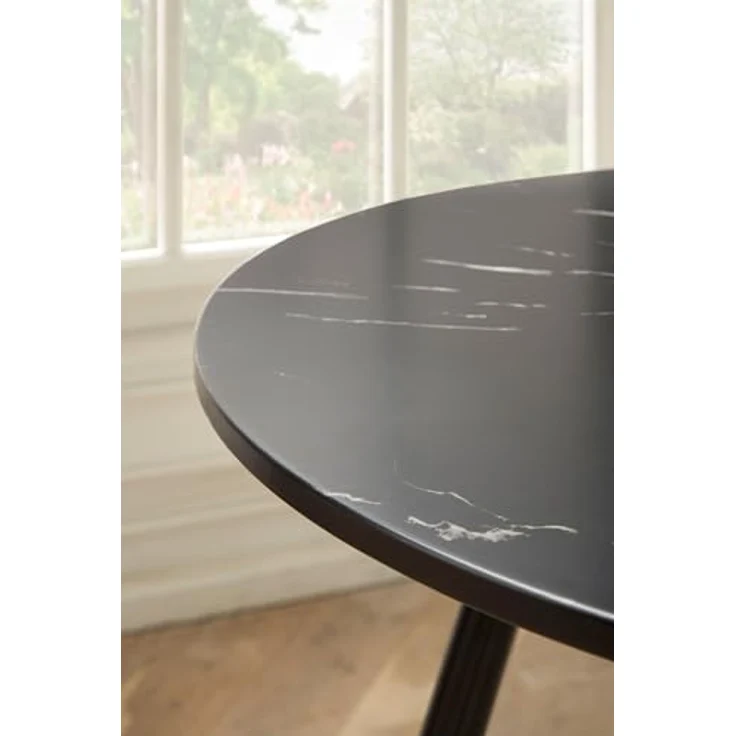 Esszimmertisch Rund 75x75x76cm Marmor-Optik Schwarz Metallbeine Modern – Bild 6