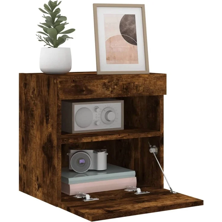 TV-Wandschrank, Fernsehschrank mit LED-Leuchten Räuchereiche 40x30x40 cm – Bild 7