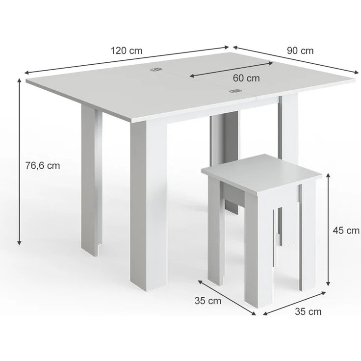 Esstisch mit Stuhl Roman Weiß 90 x 60 cm Vicco – Bild 3