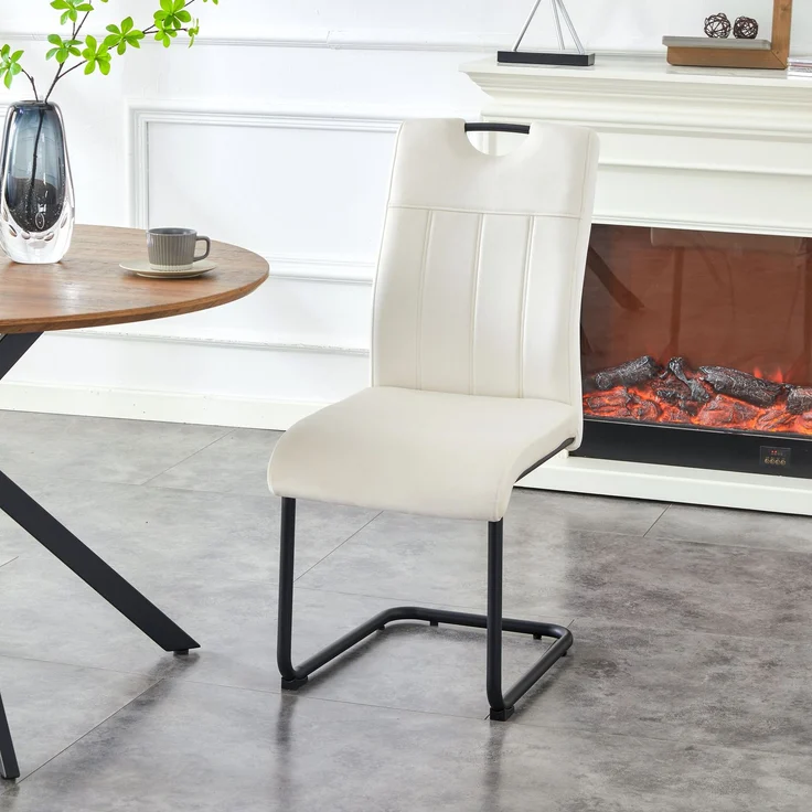 Schwinger-Stuhl 2er Set Lyon Stühle in Creme - gemütliches Design - B/H/T: 43x98x61 cm – Bild 3