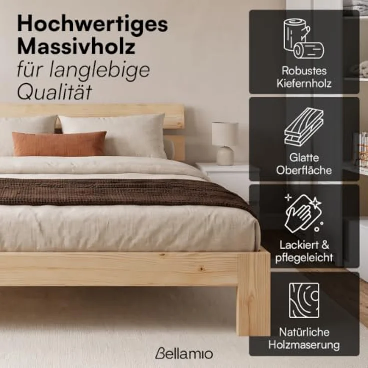 Bellamio 'Kavir' Bett, natur, 140x200 cm – Bild 3