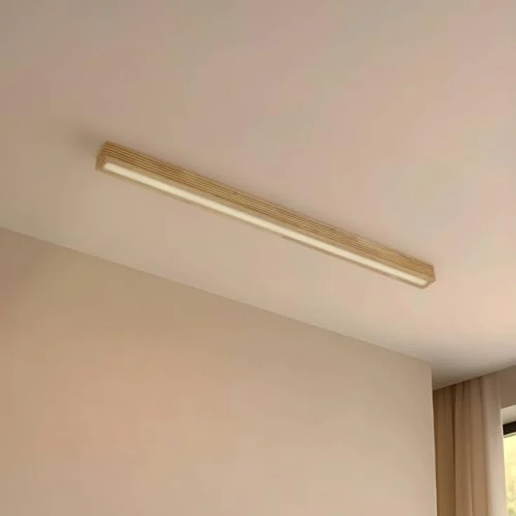 Lucande LED Deckenlampe Emara, Holz 1-flammig, moderne Designer-Deckenleuchte für Wohnzimmer, energiesparend mit Leuchtmittel inklusive – Bild 3