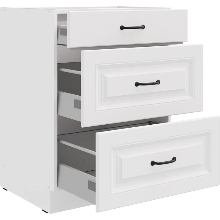Küchen Unterschrank 60 cm Stilo Weiß Vollauszug Soft-Close Küche Einbauküche – Bild 2