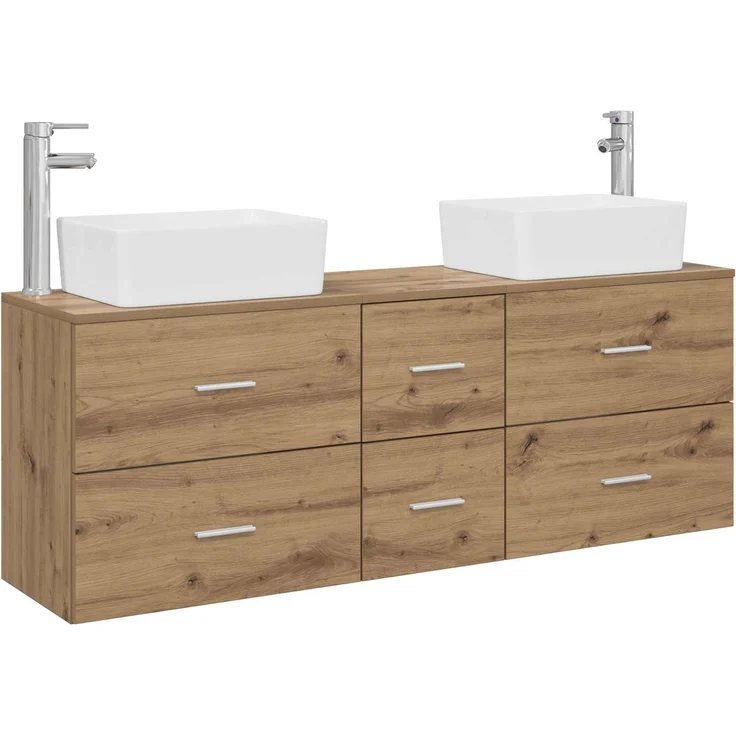 vidaXL Badezimmerschrank-Set 3 stk. Artisan-Eiche 136 x 35 x 80 cm 3405866 – Bild 2