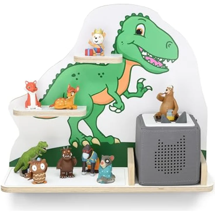 stadtecken Kinder Regal für Musikbox I Geeignet für die Toniebox und ca. 50 Tonies I Perfekte Aufbewahrung für Kinderzimmer I zum Aufstellen oder Aufhängen (T-Rex, Mittel) – Bild 2