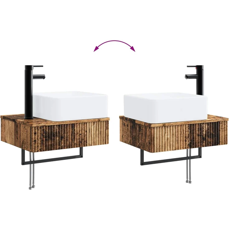 vidaXL Badezimmerschrank-Set 3 stk. Altholz 130 x 41 x 80 cm 3405605 – Bild 11