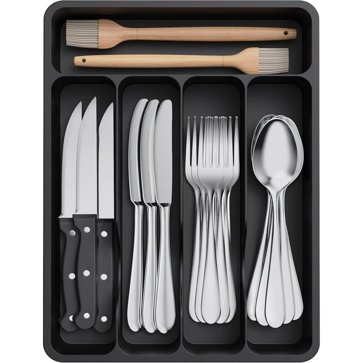 Lifewit Besteckeinsatz Besteckkasten 23x32 cm, 5 Fächer, Kunststoff Besteckeinsatz Küche. (Set), Robust – Bild 1
