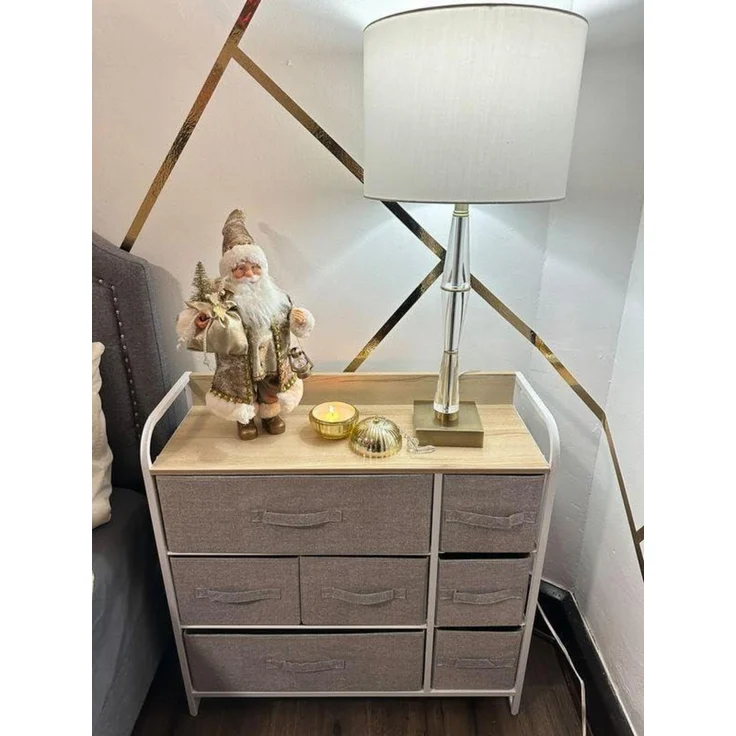 YITAHOME Kommode Schrank 7 Schubladen Stoff Modern Aufbewahrung Hellgrau – Bild 5