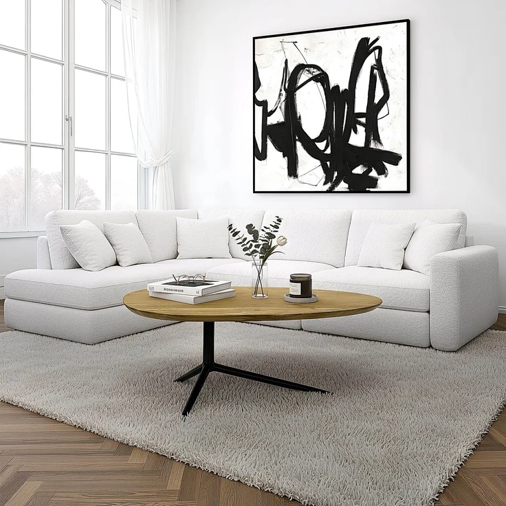 FINEBUY Couchtisch FB112559 Akazie Massivholz 87x50 cm Sofatisch mit Metallgestell (Eleganter Materialmix aus Holz und Metall), Handgefertigt im modernen Stil – Bild 2