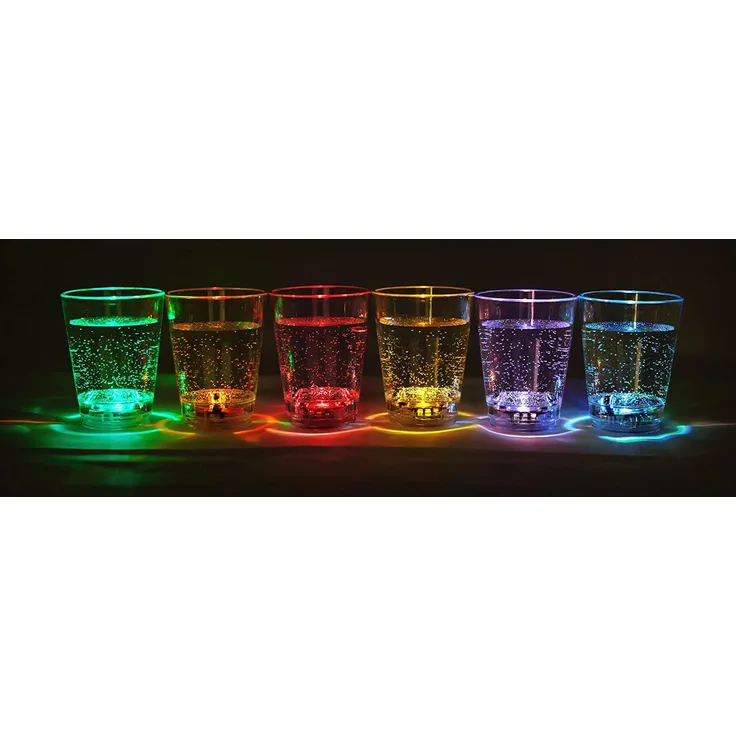 PRECORN Dekolicht 12x LED Schnapsglas leuchtend 6cl Party Hochzeit Silvester Trinkspiele
