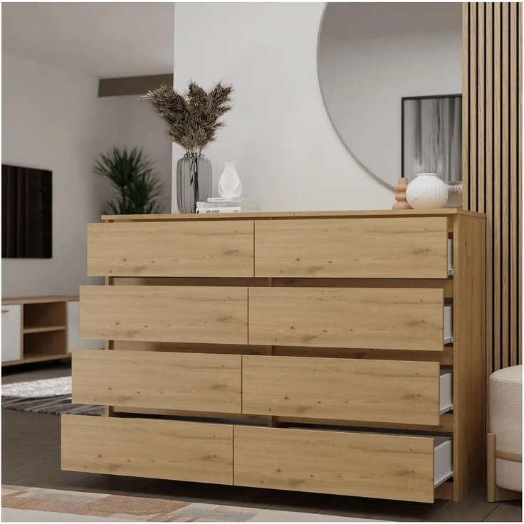 ibonto KOMMODE HANDWERKLICHE EICHE 40x138x97cm (H 97 x T 40 x B 138 cm) – Bild 2