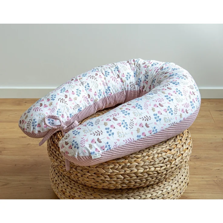 Loolay Seitenschläferkissen WAFFELPIQUE Blumen Schwangerschaftskissen Schlafen Kissen Stillkissen, M/ L oder L/ XL KISSEN + Bezug / 6 MUSTER Auswahl: Waffelstoff Waffelpique/ Türkis BLUMENWIESE Braun, Blau, Rosa, Gelb, Weiß, 170 o. 190 cm Kissen. PREMI... – Bild 1