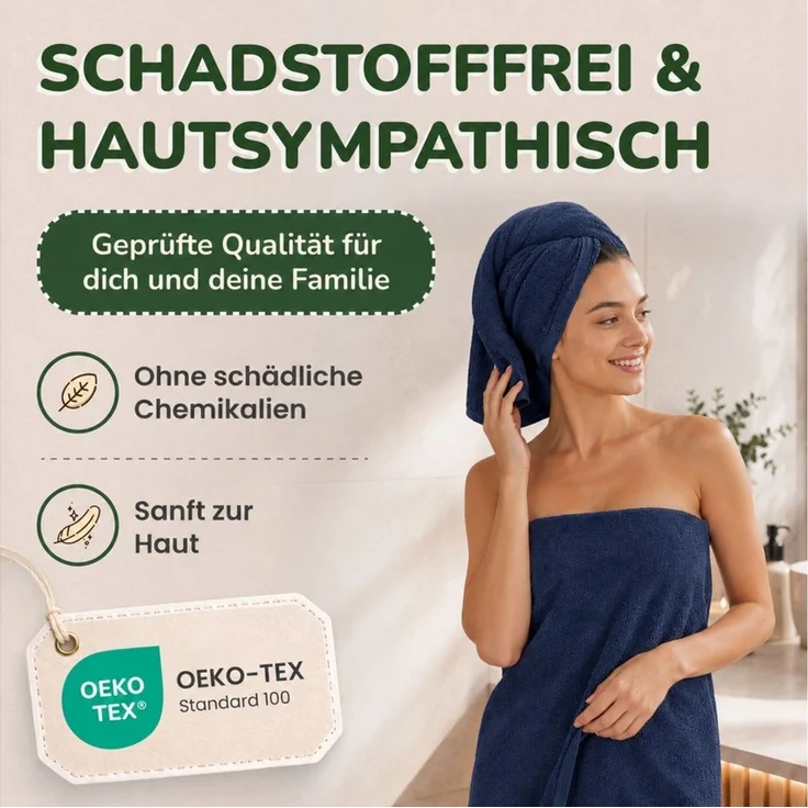 leevitex® Handtücher 8er-Set, 50 × 100 cm, aus 100% Baumwolle, Navyblau, Frottee (Set, 8-St), OEKO-TEX® STANDARD 100 zertifiziert und hochwertig verarbeitet – Bild 3