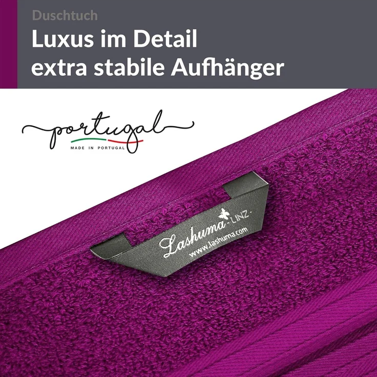 Lashuma Duschtuch Linz, Frottee (1-St), Hochwertiges Duschhandtuch Lila 70x140 cm – Bild 3