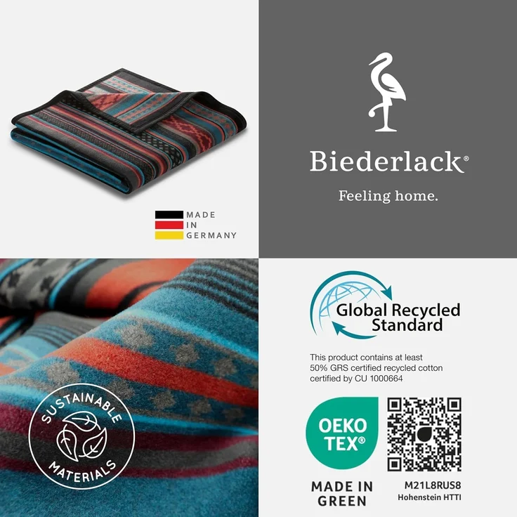 Wohndecke Tribal Mix, gestreifte Ethno-Decke in 150x200 cm, Biederlack, Decke aus Baumwollmischgewebe, Made in Germany – Bild 7