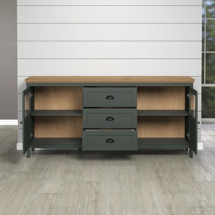 Wohnzimmer-Set >Stanton< in Tannengrün/Eiche aus Holzwerkstoff – Bild 5