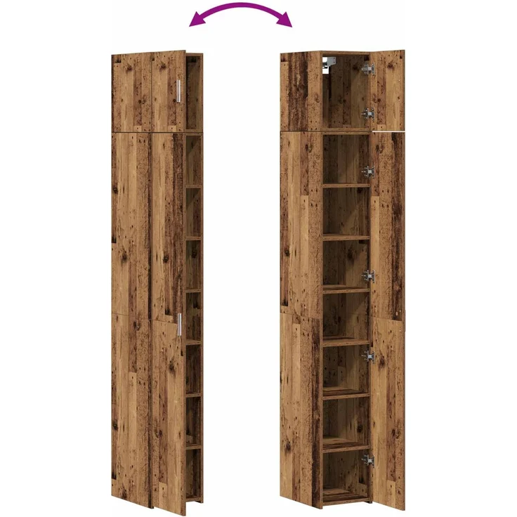 vidaXL Lagerschrank mit Regalen Altholz 30 x 42,5 x 225 cm 3365627 – Bild 11